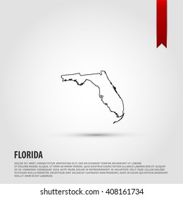 Map of the Florida state. Vector illustration design element. Flat style design icon.