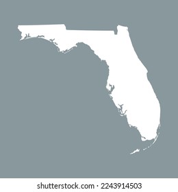 Map of the Florida state in white color isolated on grey background. Vector illustration