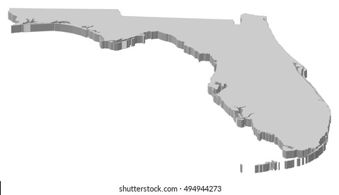 Map - Florida (United States) - 3D-Illustration