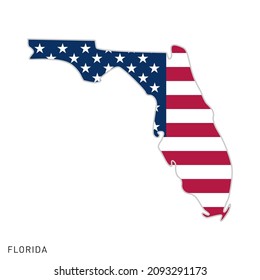 Map of Florida with USA flag vector illustration design template.