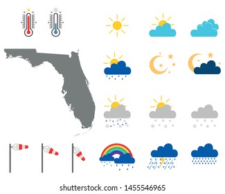 Map Of Florida With Weather Symbols