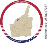 Map of Floyd County in Georgia, USA arranged in a circle.