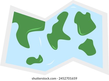 Map folded city map, gps navigation and travel locati on vector position search sticker 3d icon flat vector 