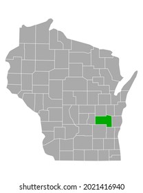 Map of Fond du Lac in Wisconsin on white