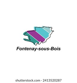 Map of Fontenay Sous Bois City colorful geometric modern outline, High detailed vector illustration vector Design Template, suitable for your company