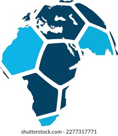 map with football icon with blue