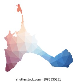 Mapa de Formentera. Baja ilustración policial de la isla. Diseño geométrico con rayas. Tecnología, Internet, concepto de red. Ilustración vectorial.