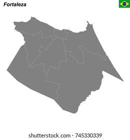 map of Fortaleza city with borders of the districts