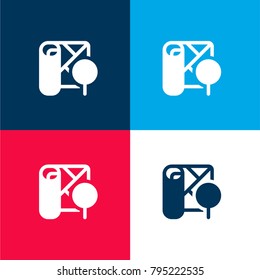 Map four color material and minimal icon logo set in red and blue
