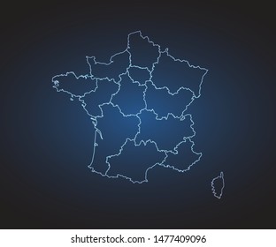 Map of France - Abstract mash line and point scales on circuit dark background. symbol for your web site design map logo, app, ui,Travel. Vector illustration eps 10.