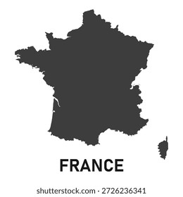 Karte von Frankreich schwarz flach Vektorsymbol. Einzeln Frankreich Karten im Original, Silhouette. Vektorgrafik.