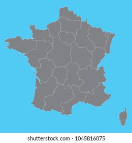 map of france .blue background.