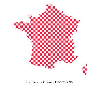 Map of France in checkerboard pattern