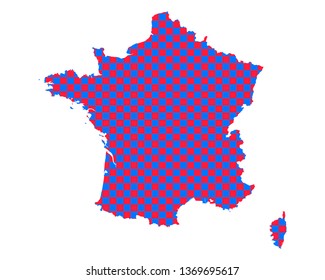 Map of France in checkerboard pattern