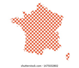 Map of France in checkerboard pattern