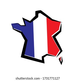 Map of France. Contour. Vector illustration.