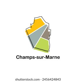 Map France Country With City of Champs sur Marne, geometric and colorful logo design template element