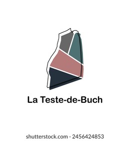 Map France Country With City of La Teste de Buch, geometric and colorful logo design template element