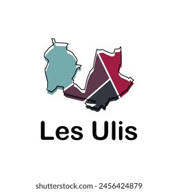 Map France Country With City of Les Ulis, geometric and colorful logo design template element