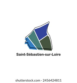 Map France Country With City of Saint Sebastien sur Loire, geometric and colorful logo design template element