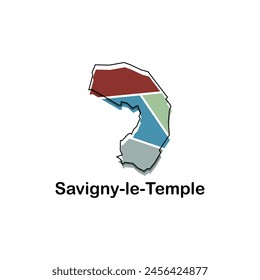 Landkarte Frankreich Country Mit Stadt von Savigny le Temple, geometrisches und buntes Logo Design Vorlage Element