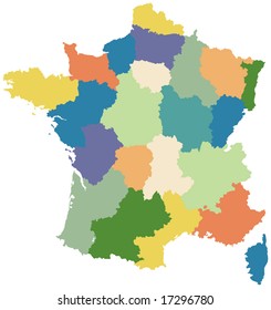 Map of France divided into regions