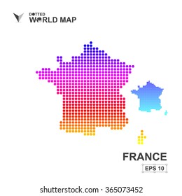 Map Of France Dotted Vector,Abstract computer graphic colorful