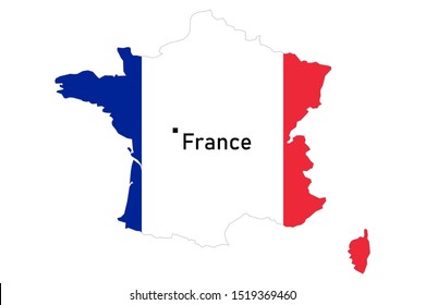 Map of France With Flag on White Background High Resolution. Vector Illustration EPS 10