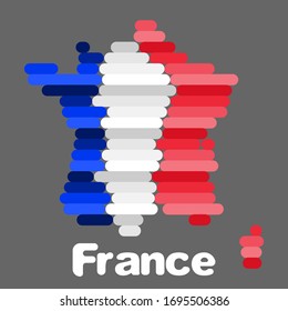 map of france and flag simple drawing. flat style stock illustration