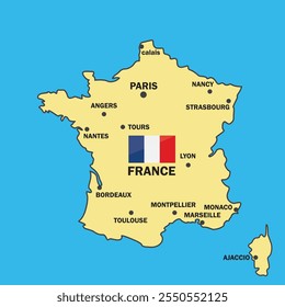 map of france with flag vector element design template