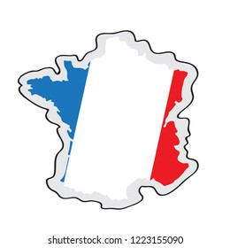 Map of France with its flag. Vector illustration design