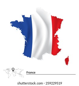 Map of France with flag - vector illustration