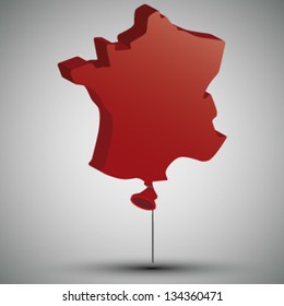 map of France in form of a balloon