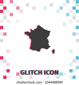 Map of France  glitch effect vector icon.