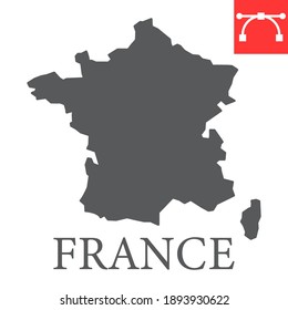 Map Of France Glyph Icon, Country And Geography, France Map Sign Vector Graphics, Editable Stroke Solid Icon, Eps 10