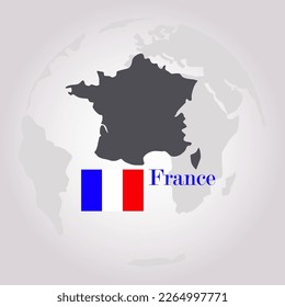 Map of France gray silhouette on a white background