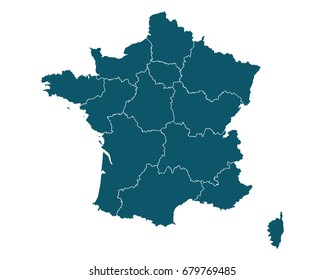 Map of France - High detailed on white background. Abstract design vector illustration eps 10.