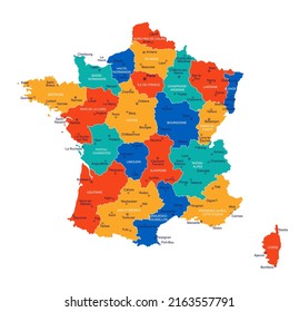 Mapa de Francia - ilustración vectorial altamente detallada