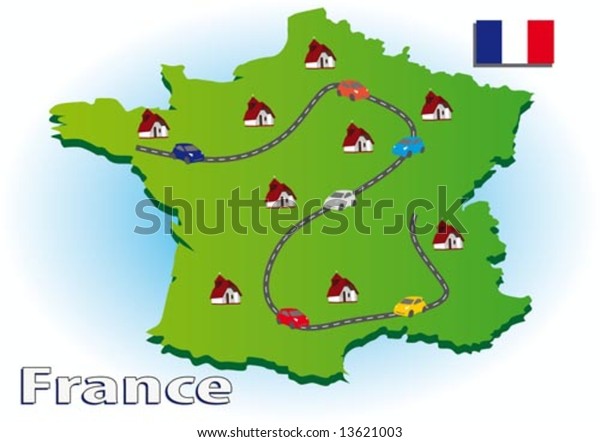 Map of France with\
icons