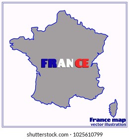 Map of France. Illustration with map. Vector illustration with french flag background.