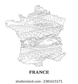 Map of France with landscape