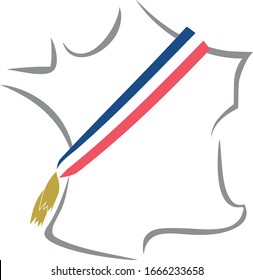 Map of France with the mayor's tricolor scarf