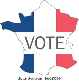 Map of France with the mayor's tricolor scarf