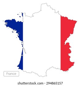 Map of France with an official flag. Illustration on white background