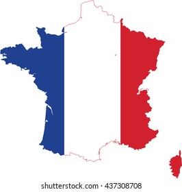 Map of France painted in national colors
