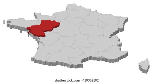 Map - France, Pays de la Loire - 3D-Illustration