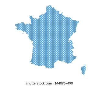 Map of France in plain stitches