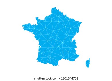 Map of France from Polygonal wire frame low poly mesh,France map Vector Illustration EPS10.