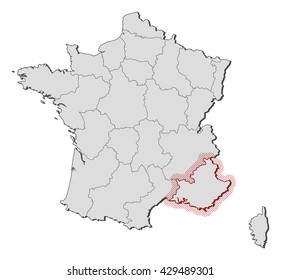 Map - France, Provence-Alpes-Cote d'Azur