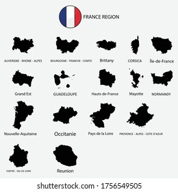 Map of France regions graphic element Illustration template design
